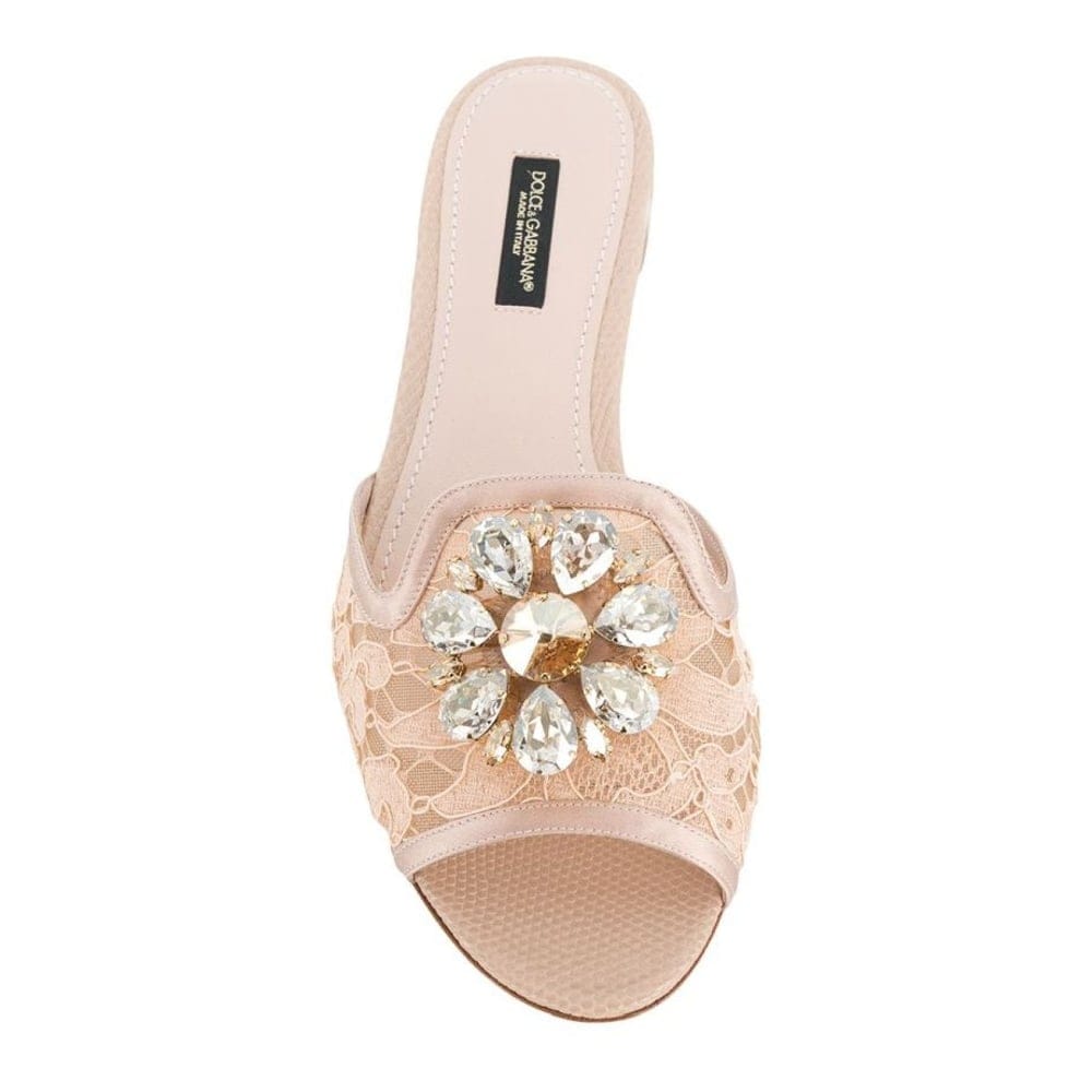 Dolce&gabbana - Sandales plates 'Rainbow Lace brooch-detail' pour Femmes