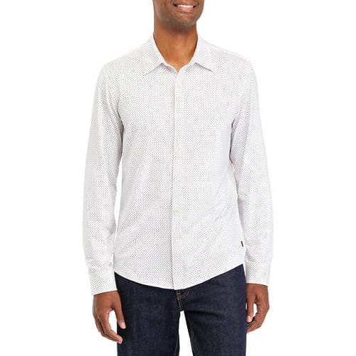 Michael kors - 'Long Sleeve Woven Performance Knit Shirt' pour Hommes