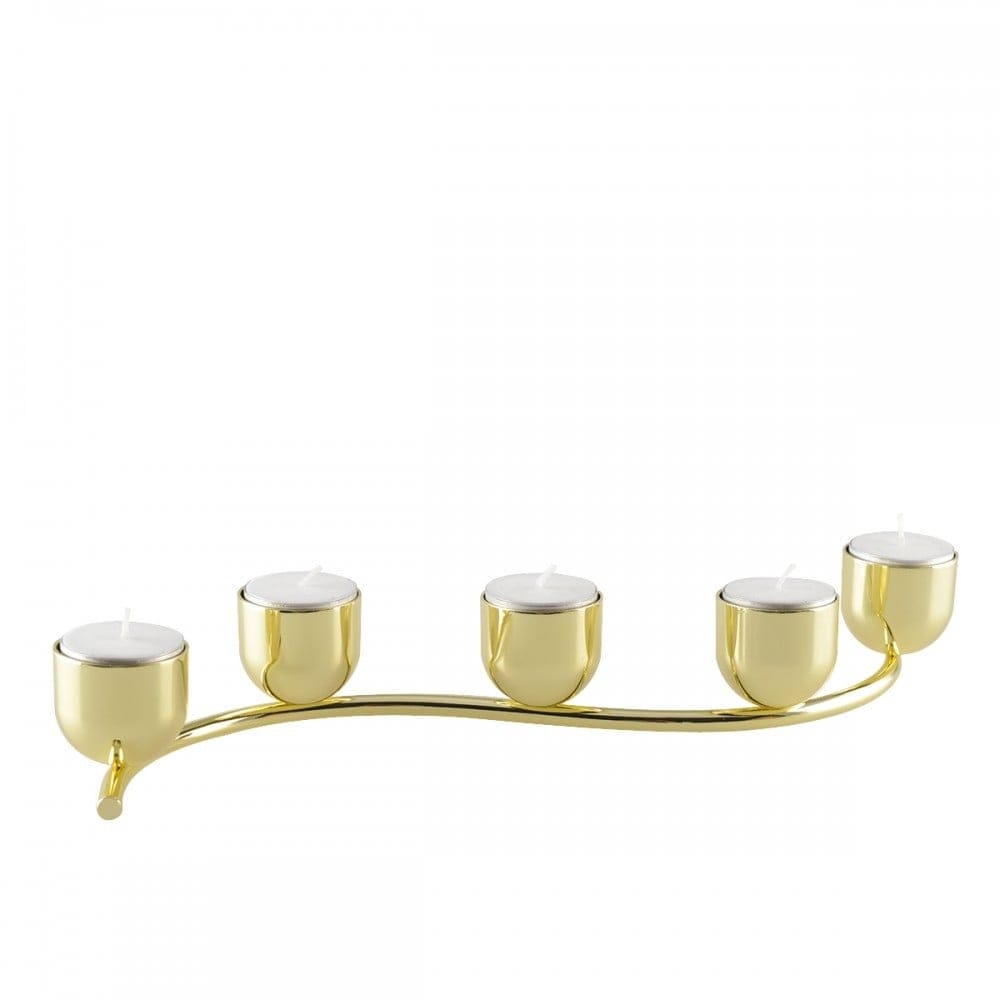 Aulica - Bougeoir 5 Feux Torsade Dore Pour Chauffe Plat