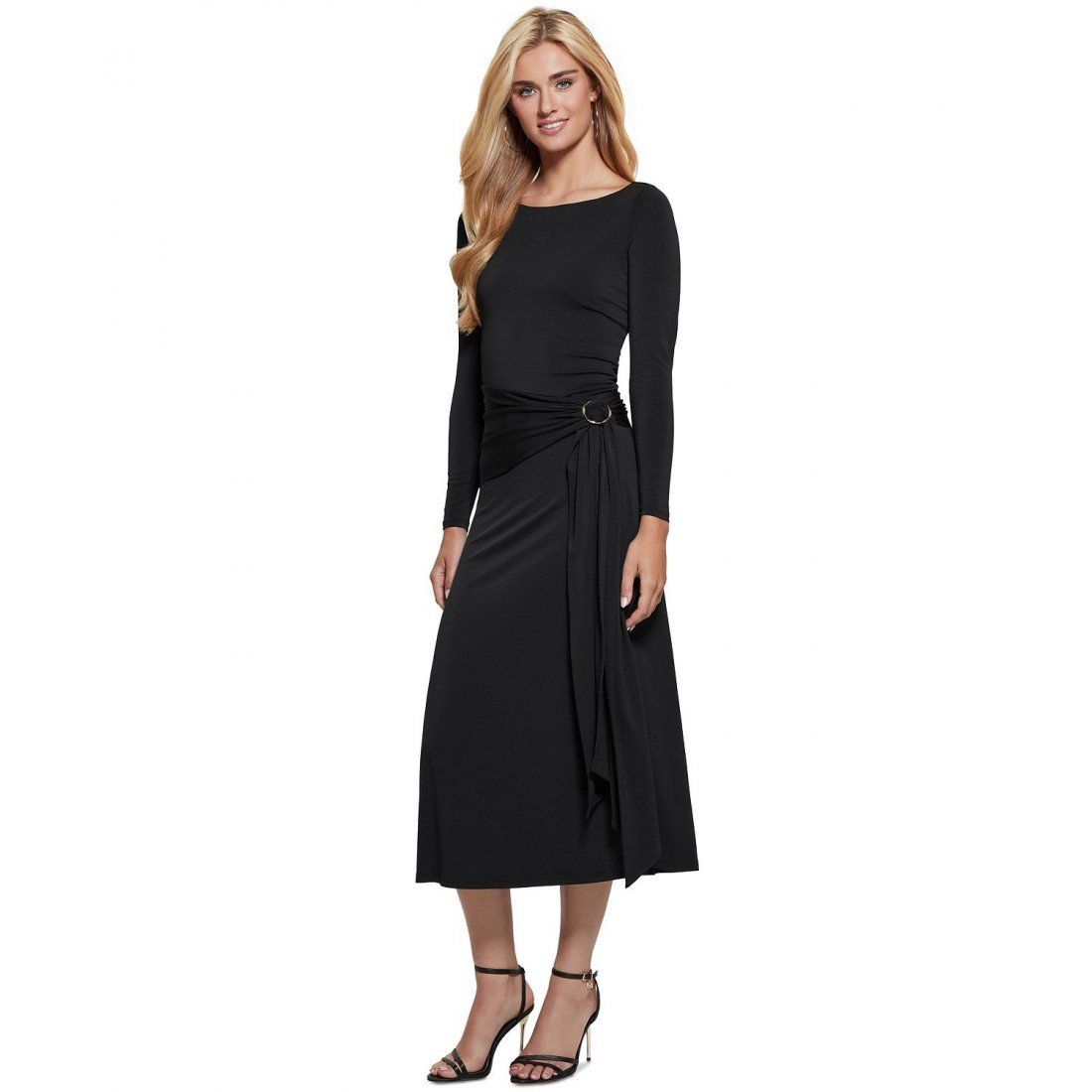 Guess - Robe Midi 'Alisa Gathered Jersey Midi Dress' pour Femmes