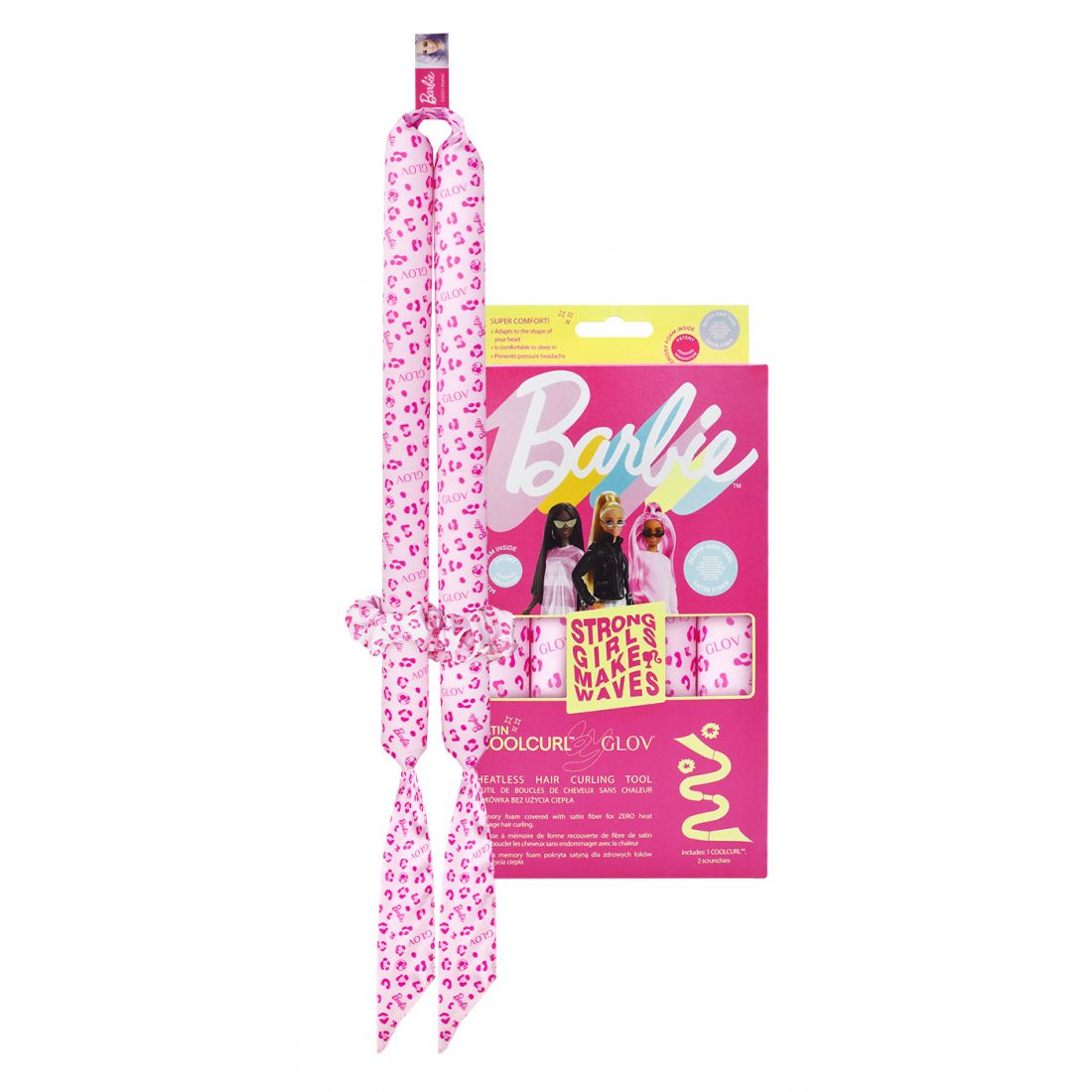 GLOV - Barbie™ ❤︎ Coolcurl™ Satin Heatless Hair Curling Tool Set | Satin Zigzag