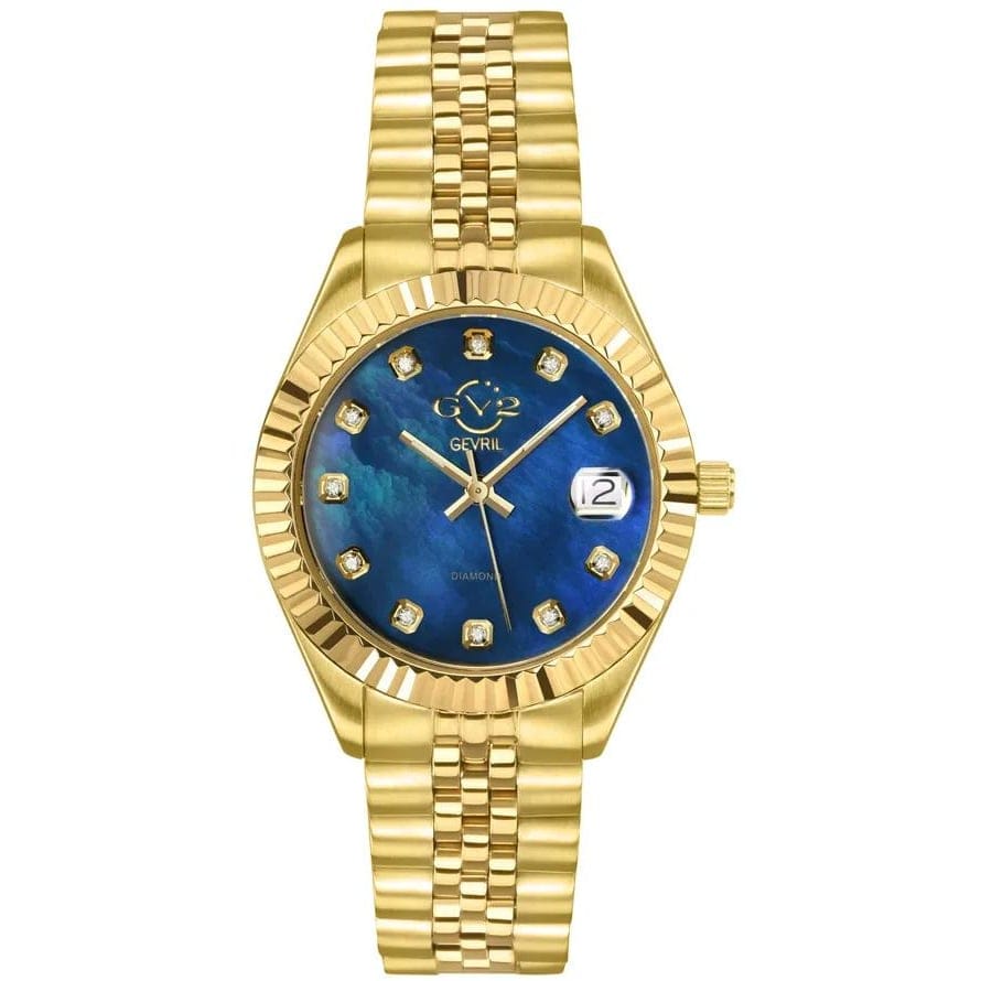 Gevril - Women's Naples Blue Dial Yellow Gold Watch