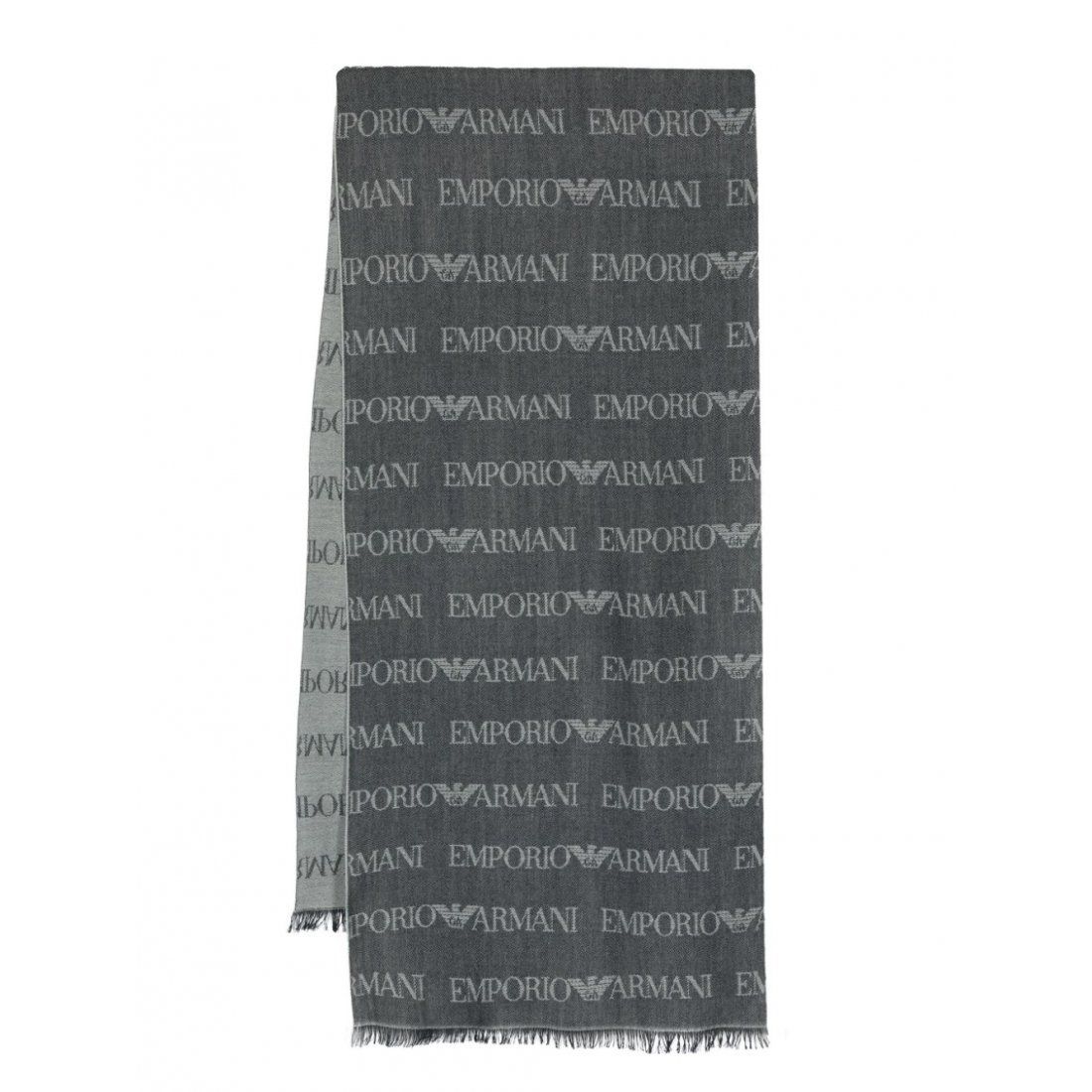 Emporio armani - "Écharpe en laine 'Monogram-Pattern Knitted' pour Hommes"-0