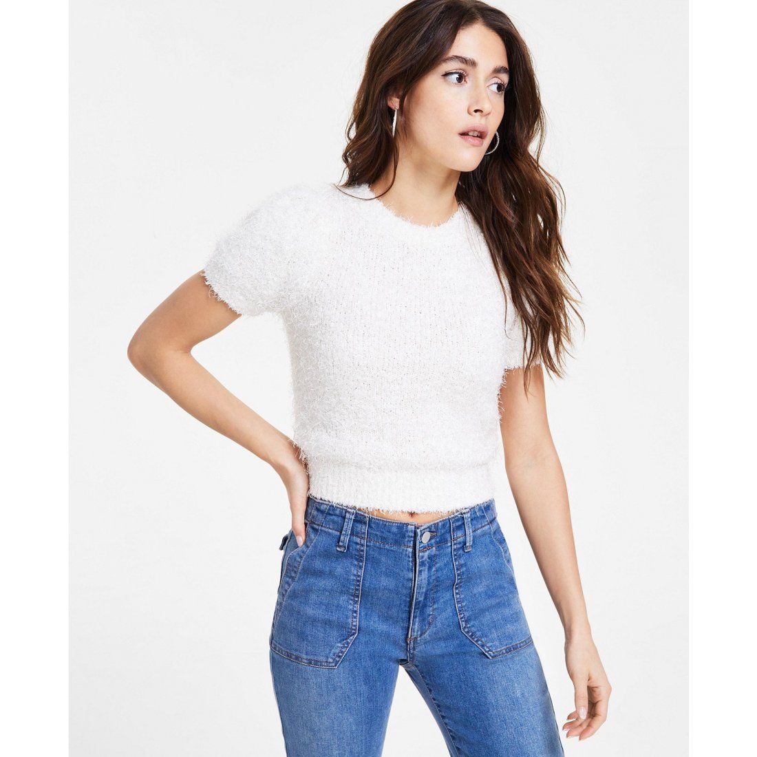 Guess - Pull à manches courtes 'Usami Boucle Short-Sleeve Sweater' pour Femmes