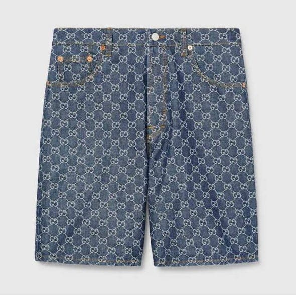 Gucci - Short 'Low Waist Gg Denim Jacquard' pour Femmes