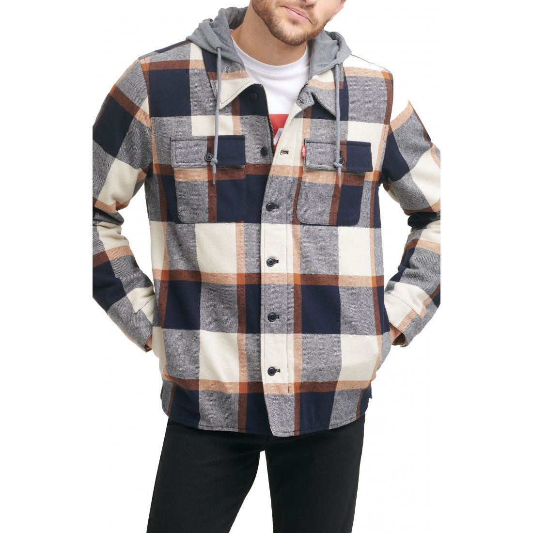 Levi's - Surchemise 'Plaid Faux Shearling Lined Jersey Hood' pour Hommes