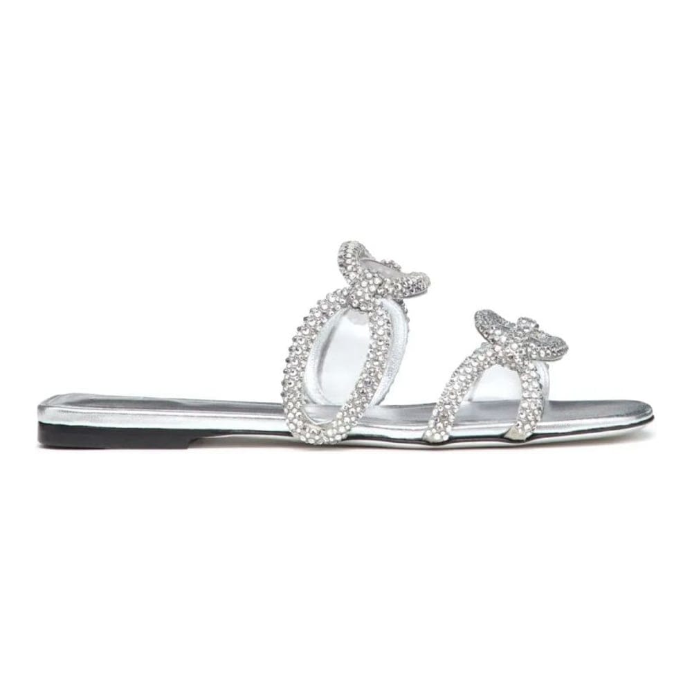 Valentino garavani - Sandales plates 'Chain 1967 Crystal-Embellished' pour Femmes