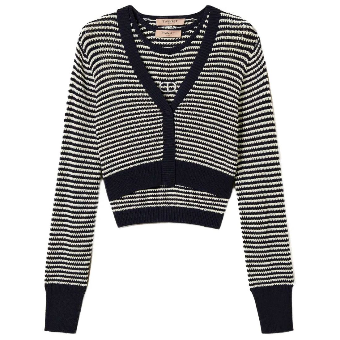 Twin set - Cardigan 'Striped Oval T' pour Femmes