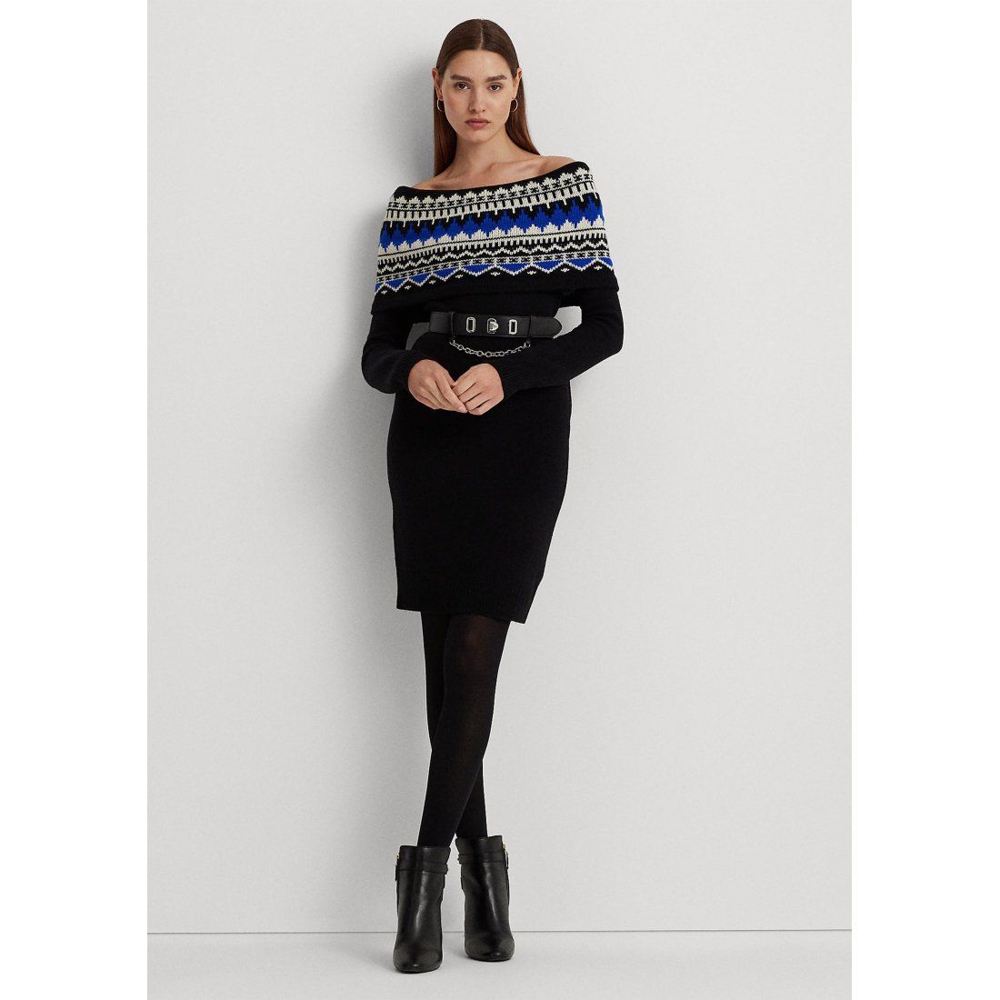 Lauren ralph lauren - 'Fair Isle Off the Shoulder Sweater Dress' pour Femmes