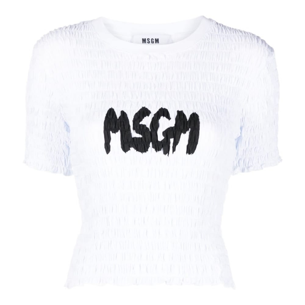 MSGM - T-Shirt court 'Logo Shirred' pour Femmes