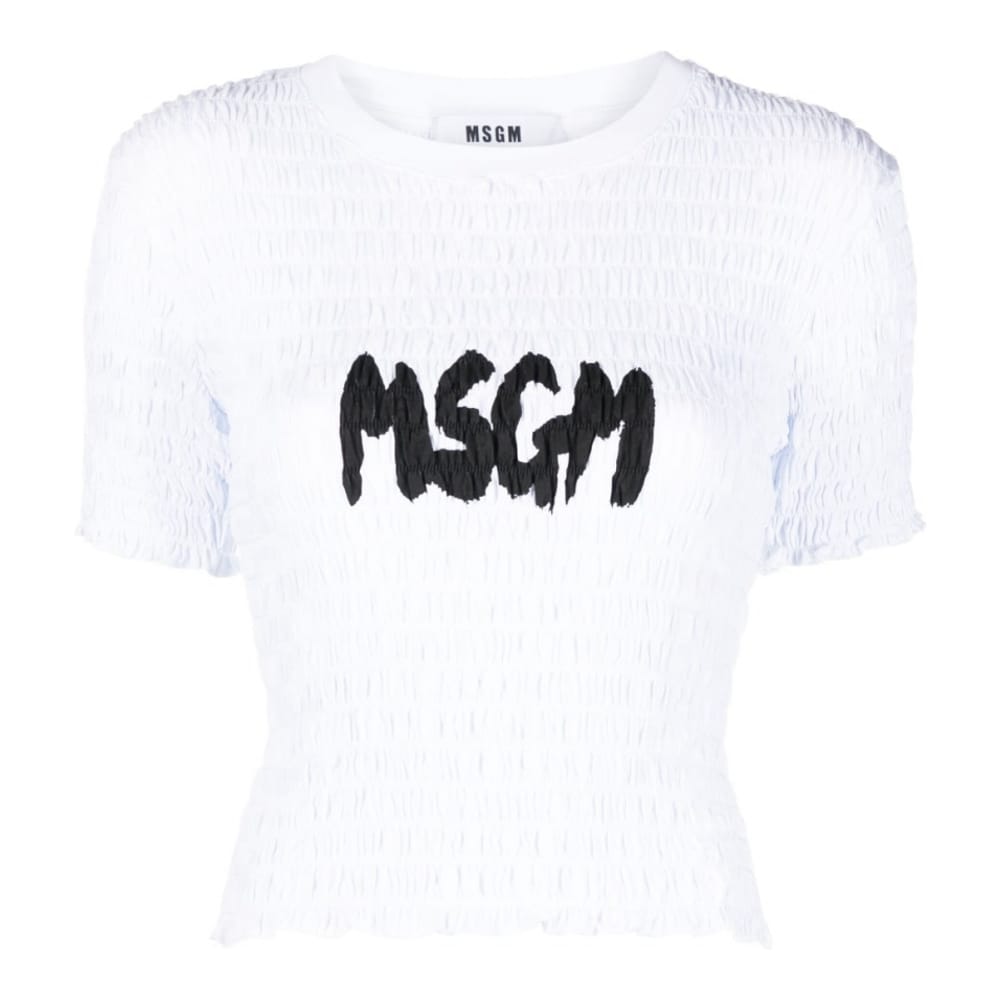 Msgm - T-Shirt court 'Logo Shirred' pour Femmes