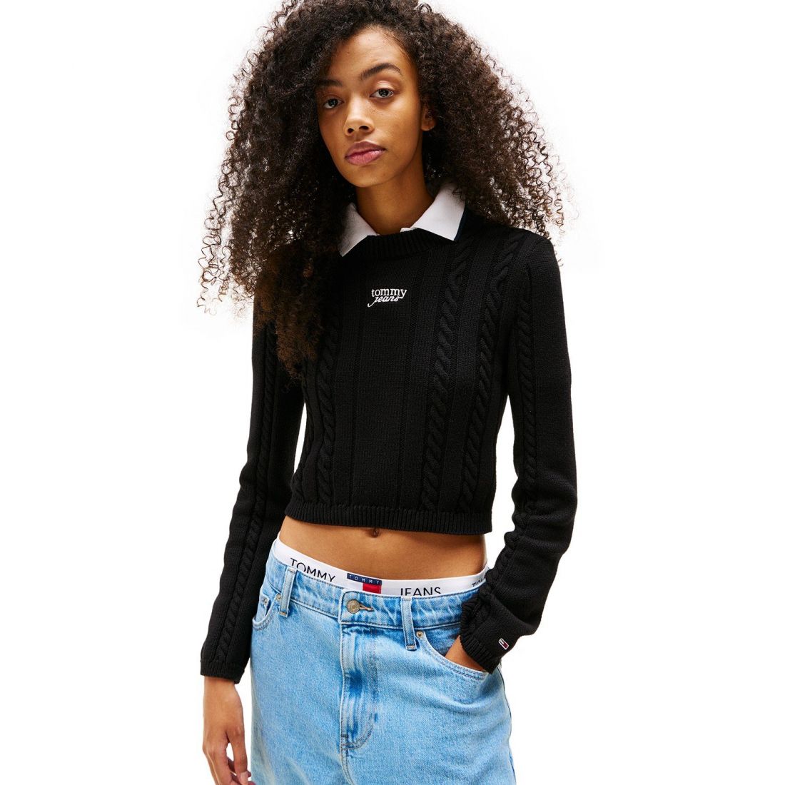 Tommy jeans - Pull 'Cable-Knit Crewneck Logo' pour Femmes