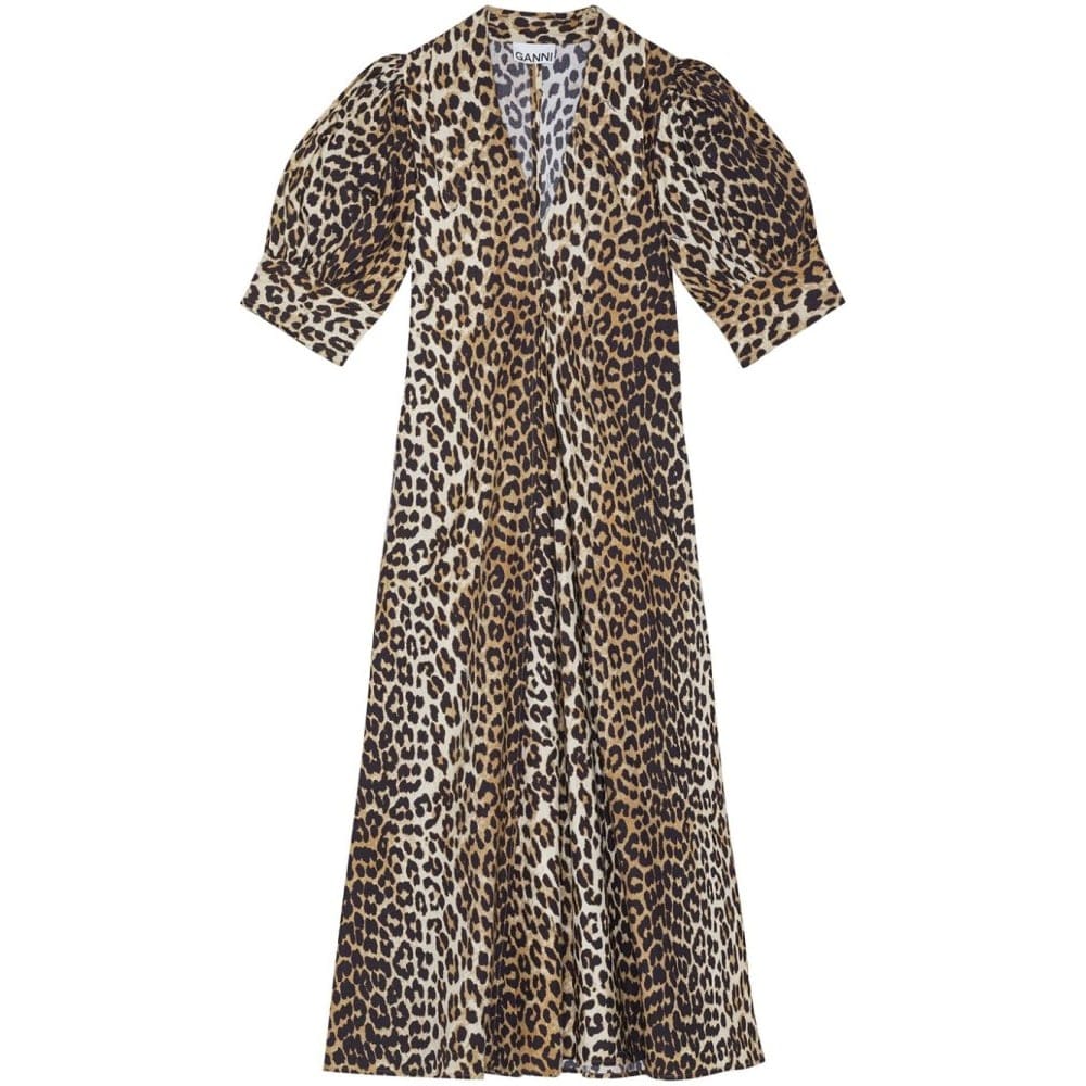 Ganni - Robe Midi 'Leopard-Print' pour Femmes