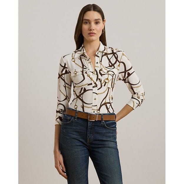 Lauren ralph lauren - "'Slim Fit Belting-Print Jersey Shirt' pour Femmes"