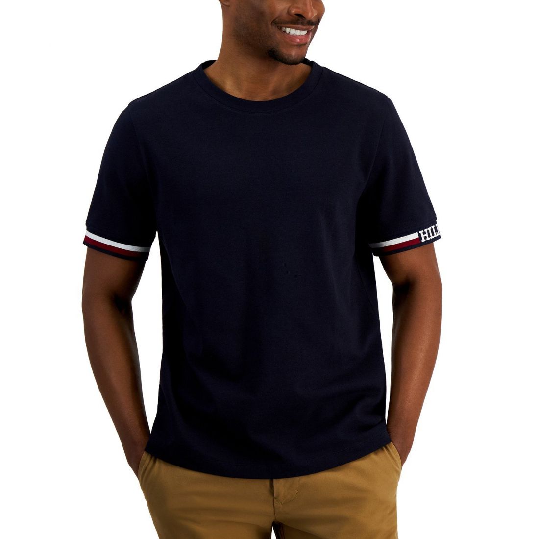 Tommy Hilfiger - T-shirt 'Monotype Logo Stripe Tipped' pour Hommes