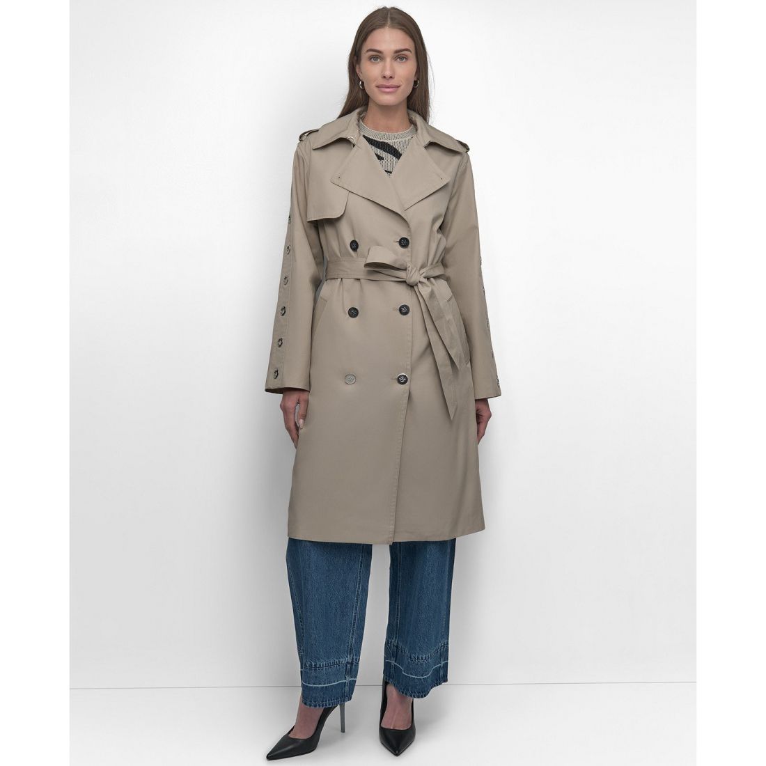 Dkny - Trench 'Belted Grommet-Sleeve' pour Femmes