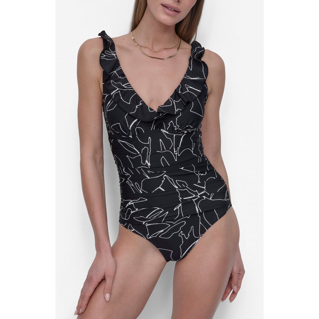 Dkny - Maillot de bain 'Ruffle Plunge One-Piece' pour Femmes