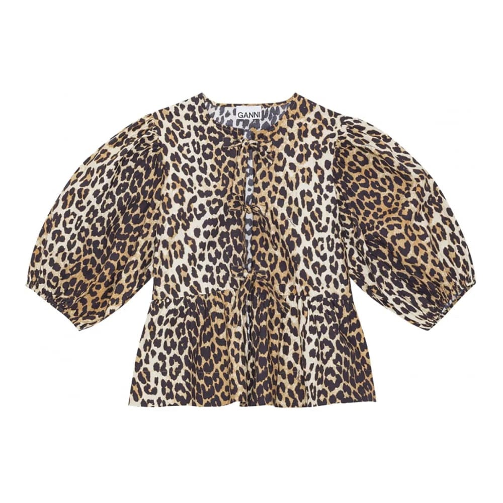 Ganni - Blouse à manches courtes 'Leopard-Print' pour Femmes