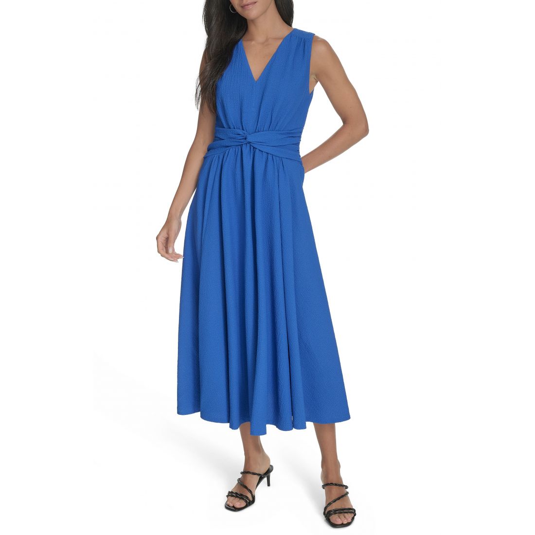 Calvin klein - Robe Midi 'Sleeveless Knotted Waist Gauze' pour Femmes