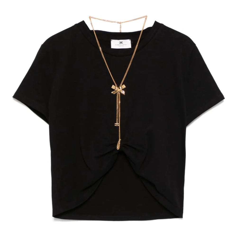 Elisabetta franchi - T-shirt 'Bow-Necklace' pour Femmes
