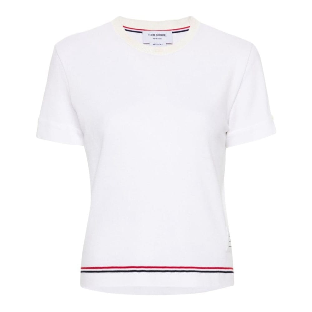 Thom browne - Top à manches courtes 'Rwb-Stripe Piqué-Knit' pour Femmes