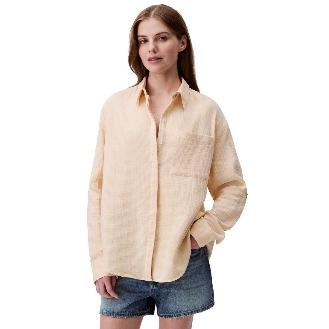 Calvin klein jeans - Femmes's 'Double Gauze Roll-Tab-Sleeve Button-Down' Chemise