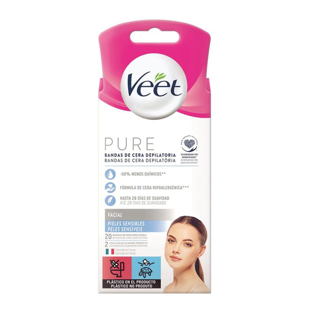 Veet - Bandes de cire pour visage 'Pure' - 20 Pièces