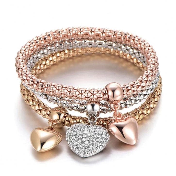 Liv oliver - Bracelets 'Multi Layer Love Charm' pour Femmes - 3 Pièces