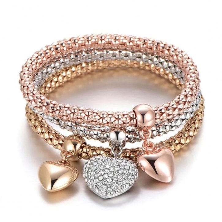 Liv Oliver - Bracelet 'Multi Layer Love Charm' pour Femmes - 3 Pièces