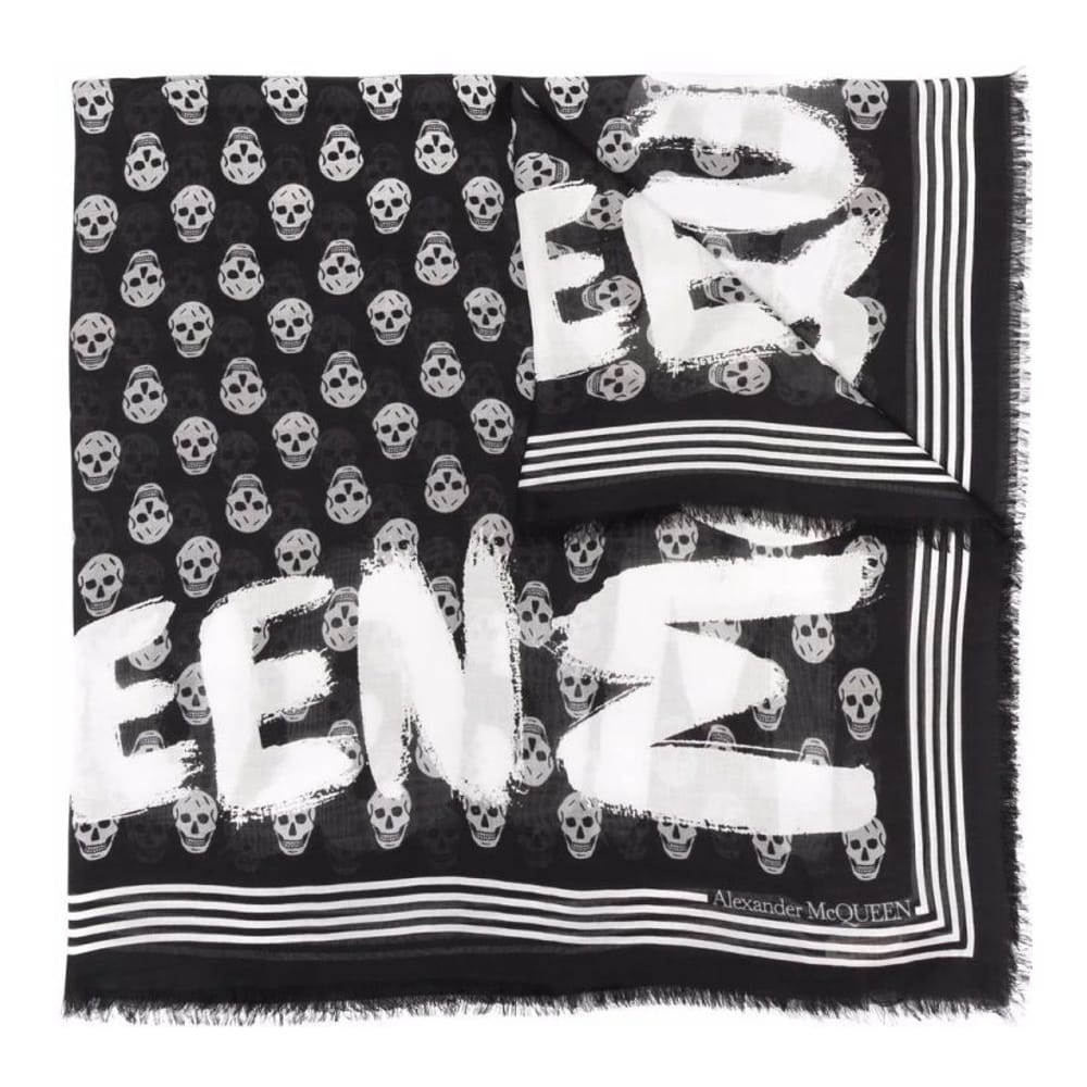 Alexander McQueen - Foulard 'Graffiti Logo Skull' pour Hommes