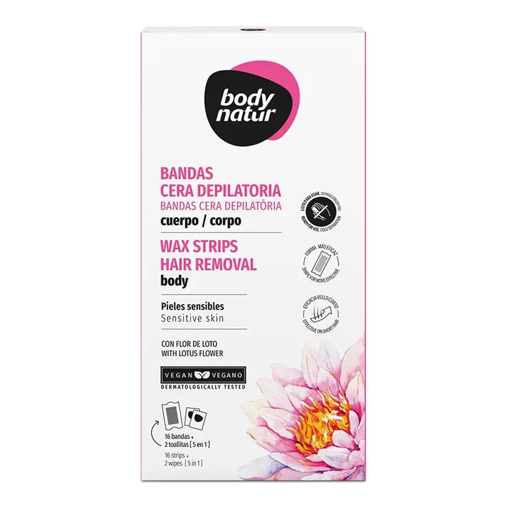 Body Natur - Bandes de cire 'Body with Lotus Flower' - 16 Pièces