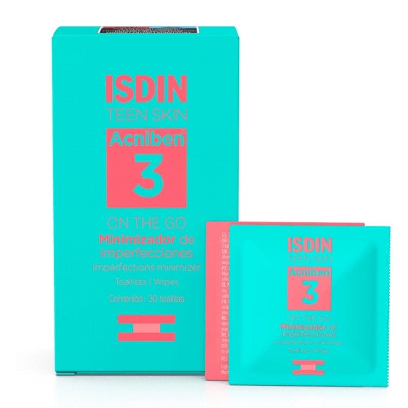 Isdin - Lingettes pour le Visage 'Acniben On-The-Go Imperfections Minimizer' - Peau grasse, Peau sujette à l'acné, 30 Pièces
