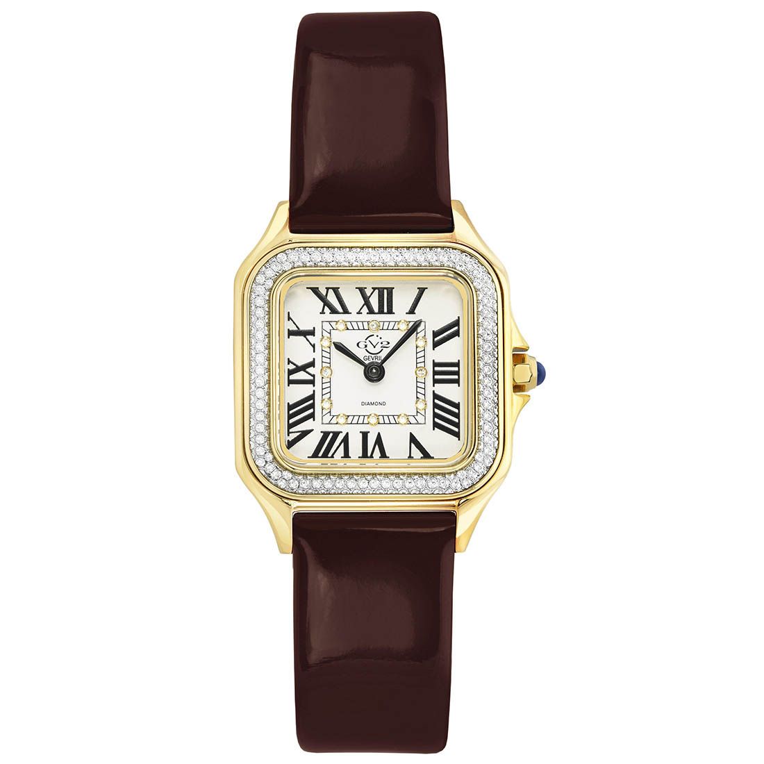Gevril - Women's Milan Silver Dial Burgundy Strap Watch