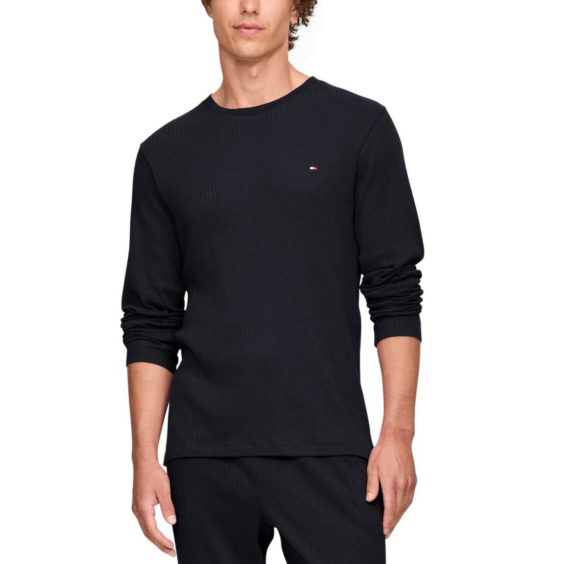 Tommy hilfiger - 'Ribbed Long-Sleeve Pajama Shirt' pour Hommes