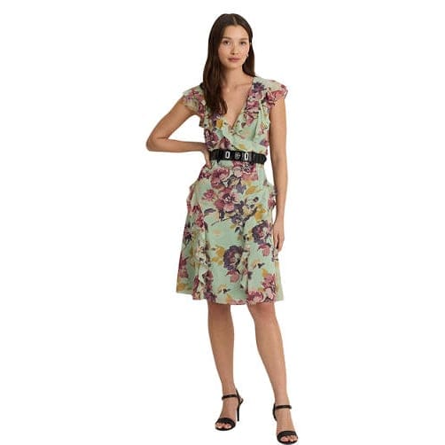 Lauren ralph lauren - 'Floral Ruffle Trim Georgette Dress' pour Femmes