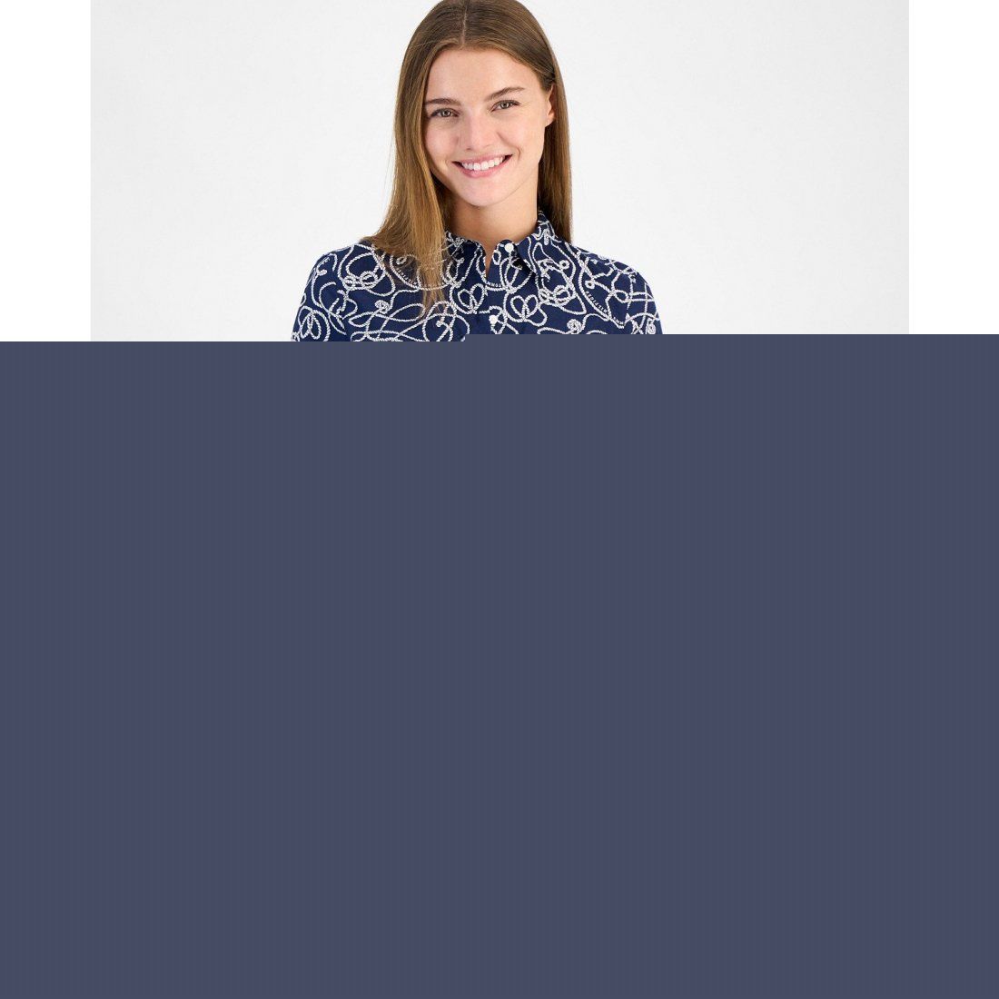 Tommy hilfiger - 'Rope-Print Cotton Button-Up Shirt' pour Femmes