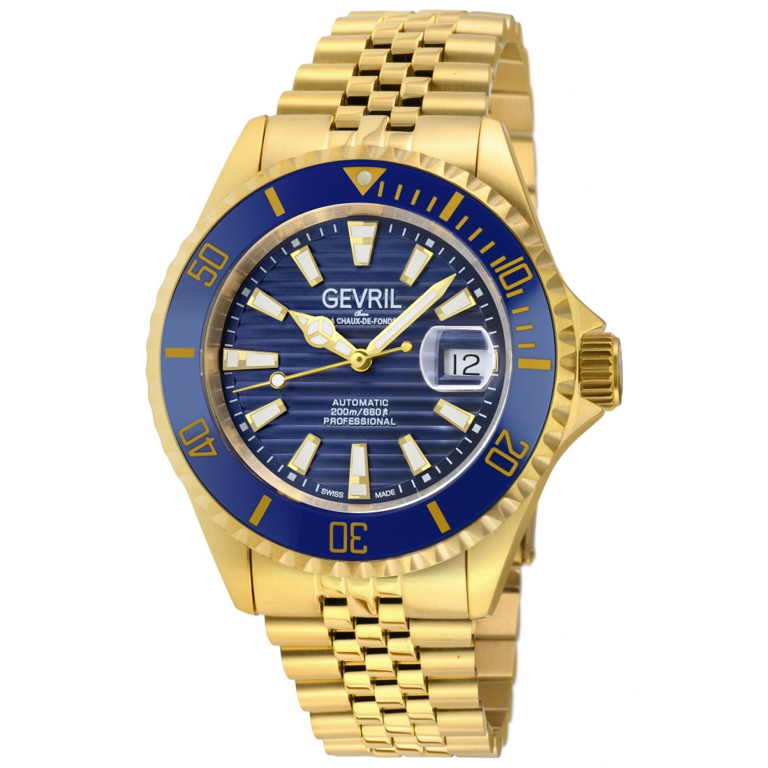 Gevril - Men's ChambersvBlue dial, IPYG Bracelet Watch