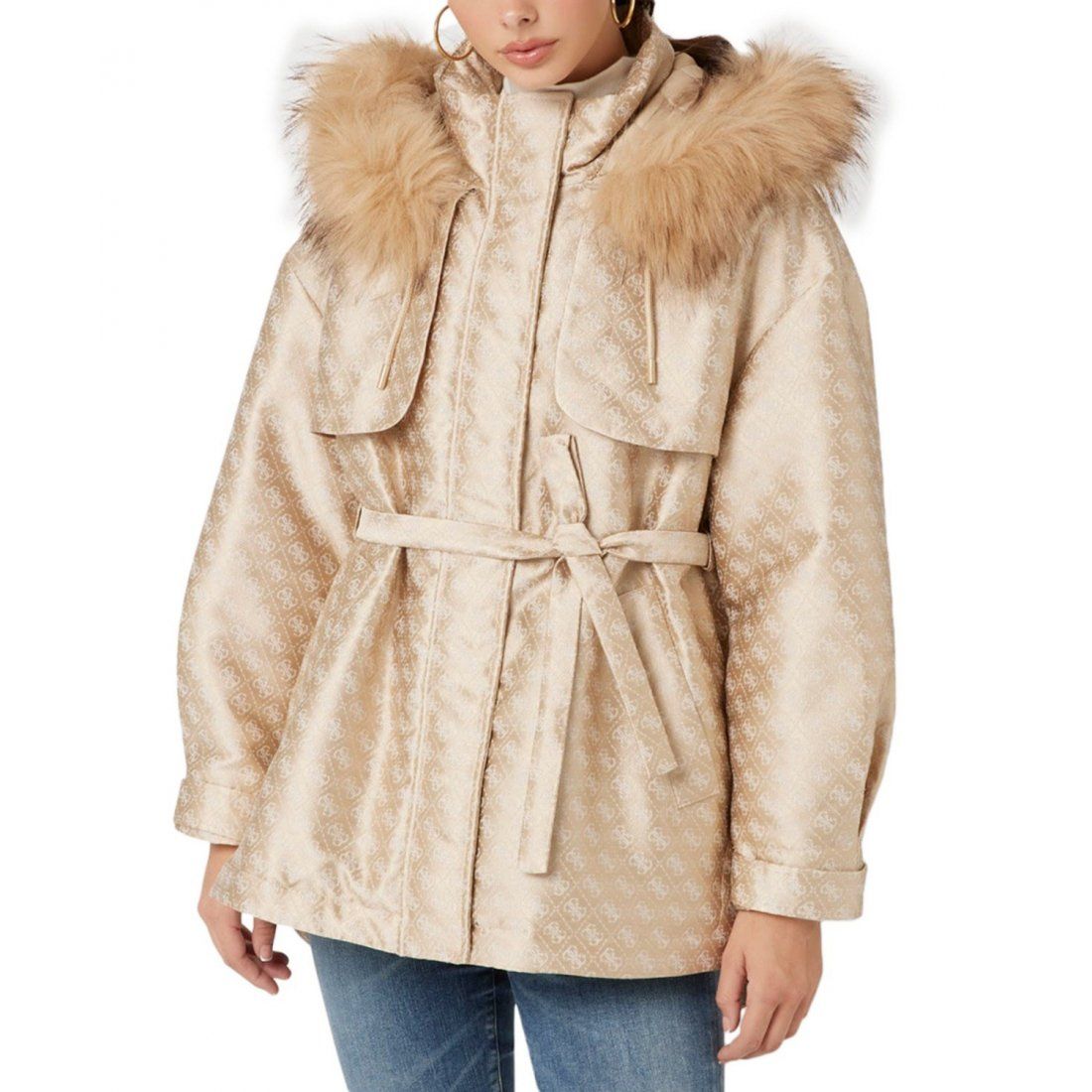 Guess - Parka 'Elly Logo Tie-Waist' pour Femmes
