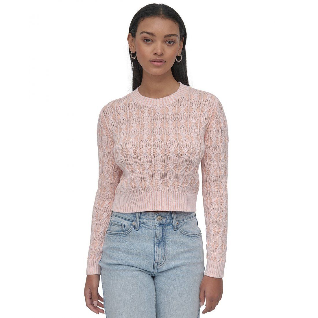 Dkny jeans - Pull 'Long-Sleeve Cotton Cable-Knit Crewneck' pour Femmes