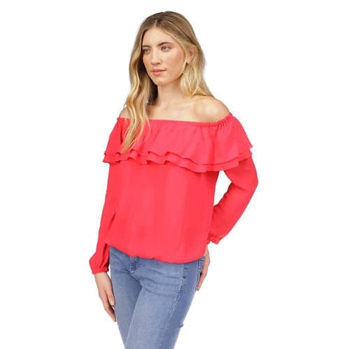 Michael michael kors - 'Solid Ruffle Peasant Top' pour Femmes