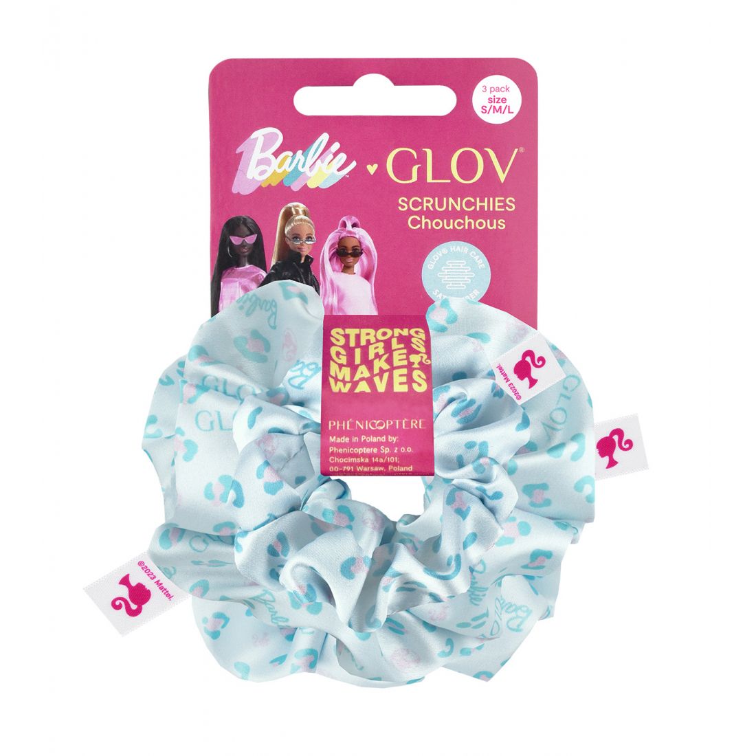 GLOV - Barbie™ ❤︎ Satin Scrunchies 3-Pack S/M/L | Blue Panther