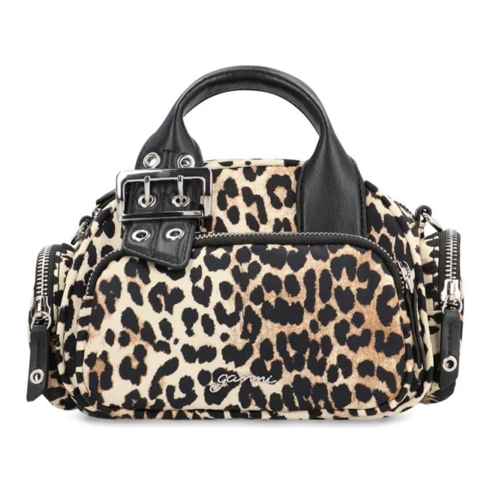Ganni - Sac à main 'Mini Leopard-Print Buckle-Detail' pour Femmes