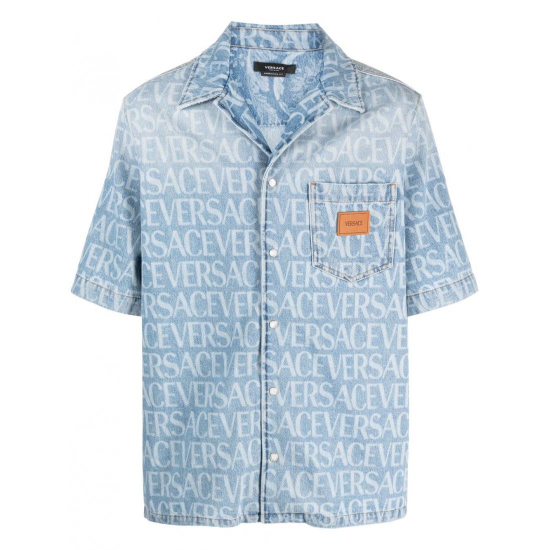 Versace - Chemise à manches courtes 'Allover Logo' pour Hommes