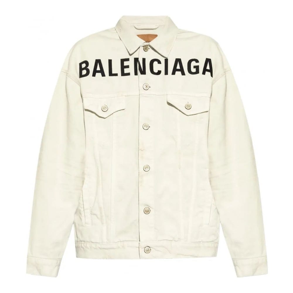 Balenciaga - Veste en jeans 'Logo-Print' pour Femmes
