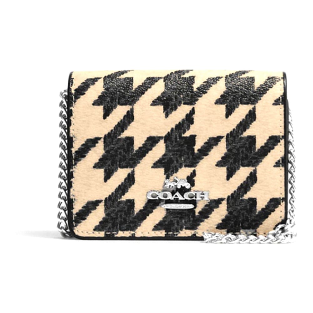 Coach - Portefeuille avec chaîne 'Mini With Houndstooth Print' pour Femmes