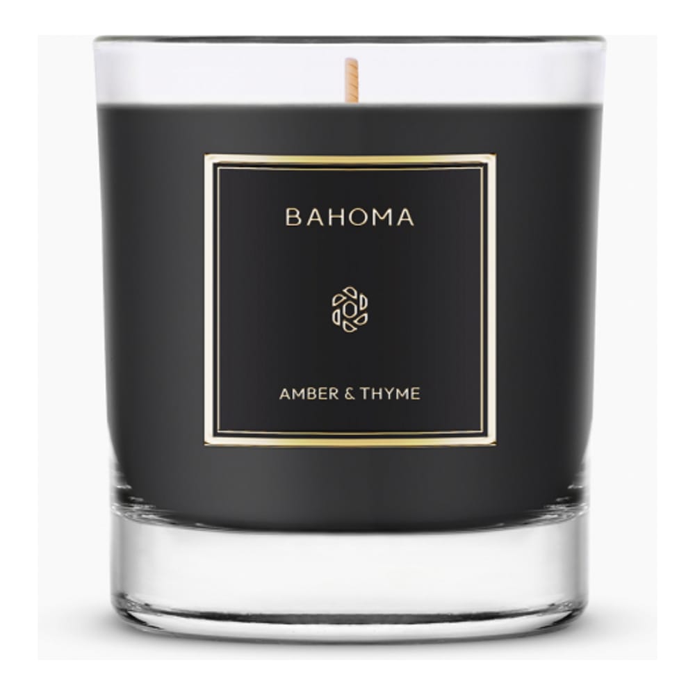 Bahoma London - Grande Bougie 'Obsidian' - Amber & Thyme 220 g