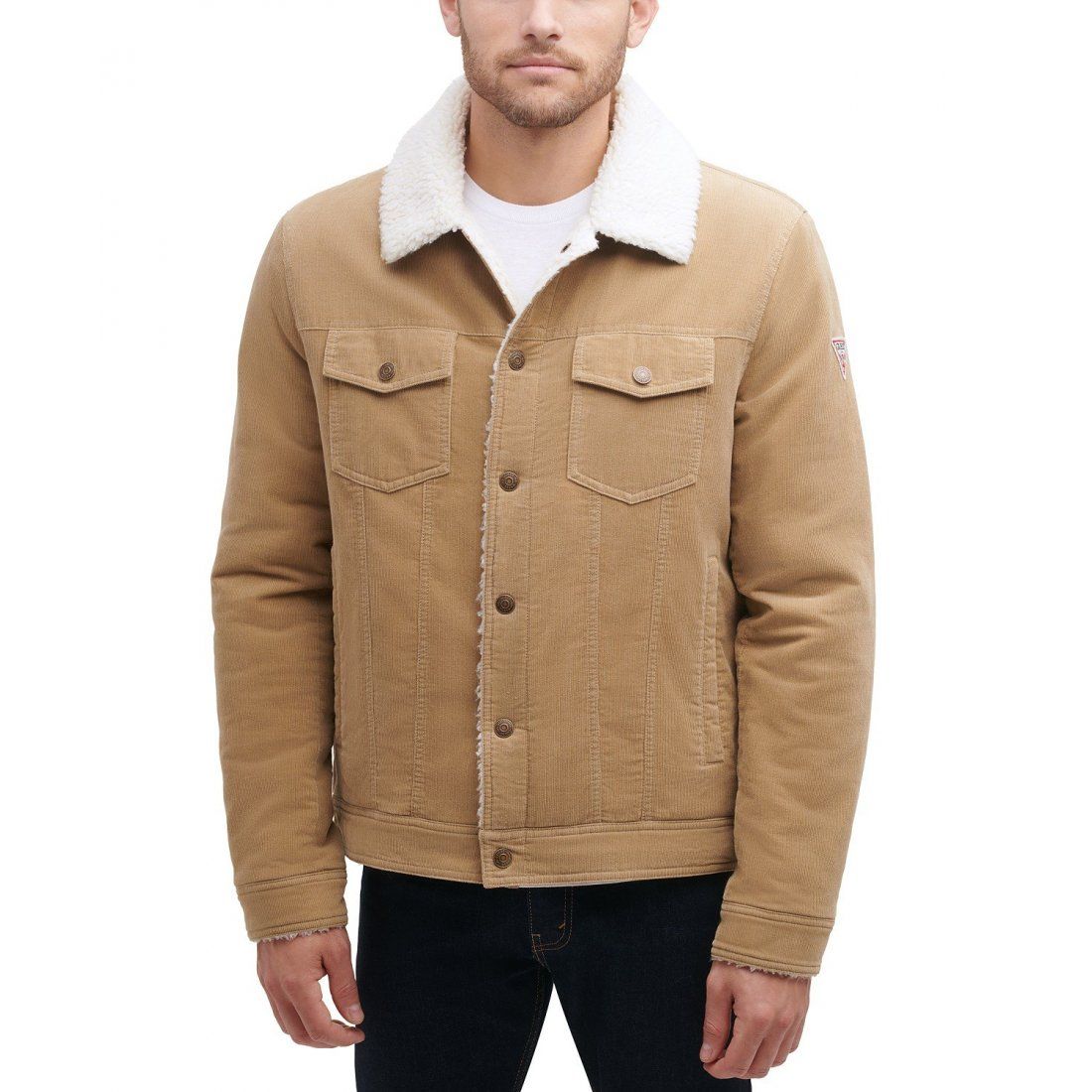 Guess - Blouson bomber 'Corduroy with Sherpa Collar' pour Hommes