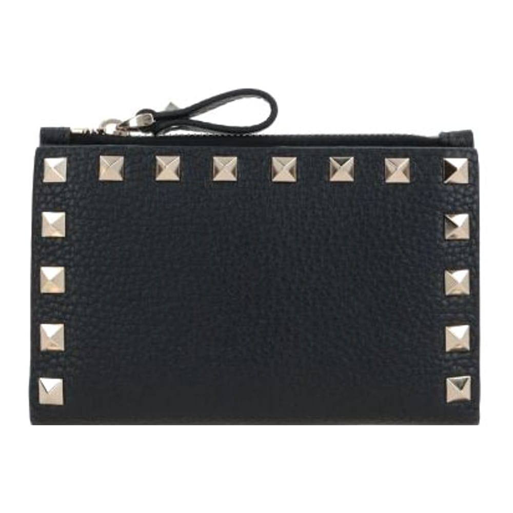 Valentino - Porte-Cartes 'Rockstud Grainy Zipped' pour Femmes