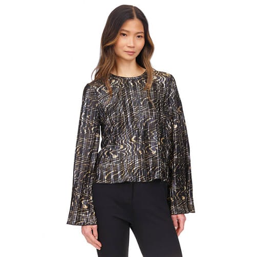 Michael michael kors - 'Flare Sleeve Foil Print Blouse' pour Femmes