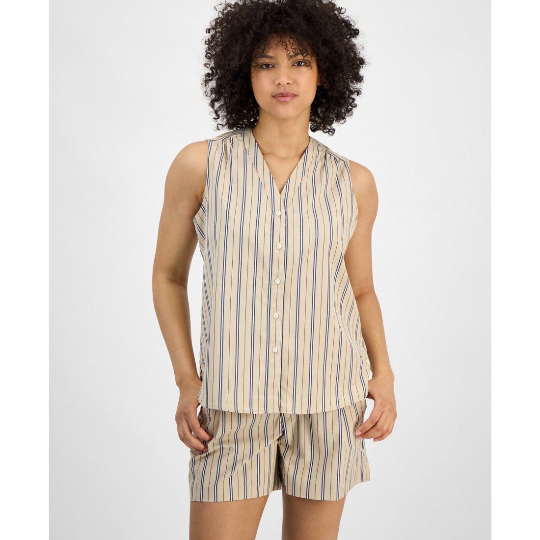 Tommy hilfiger - 'Striped Sleeveless V-Neck Shirt' pour Femmes